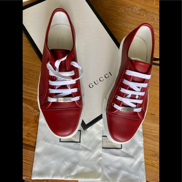 Gucci Red Leather Miro'soft Logo Sneakers - Picture 16 of 16